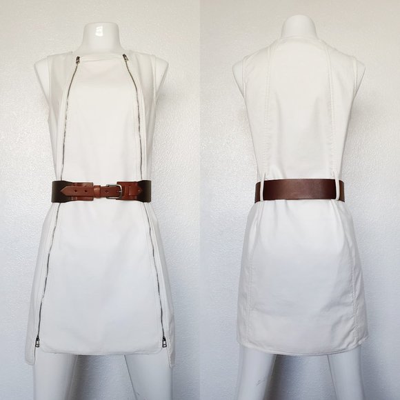 Robert Rodriguez White Canvas Dual Zip Shift Dress - Picture 4 of 9